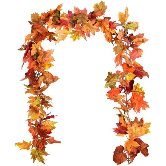 2Pack Fall Garland Maple Leaf,5.9Ft/Piece Hanging Vine Garland Artificial Autumn - Picture 1 of 7